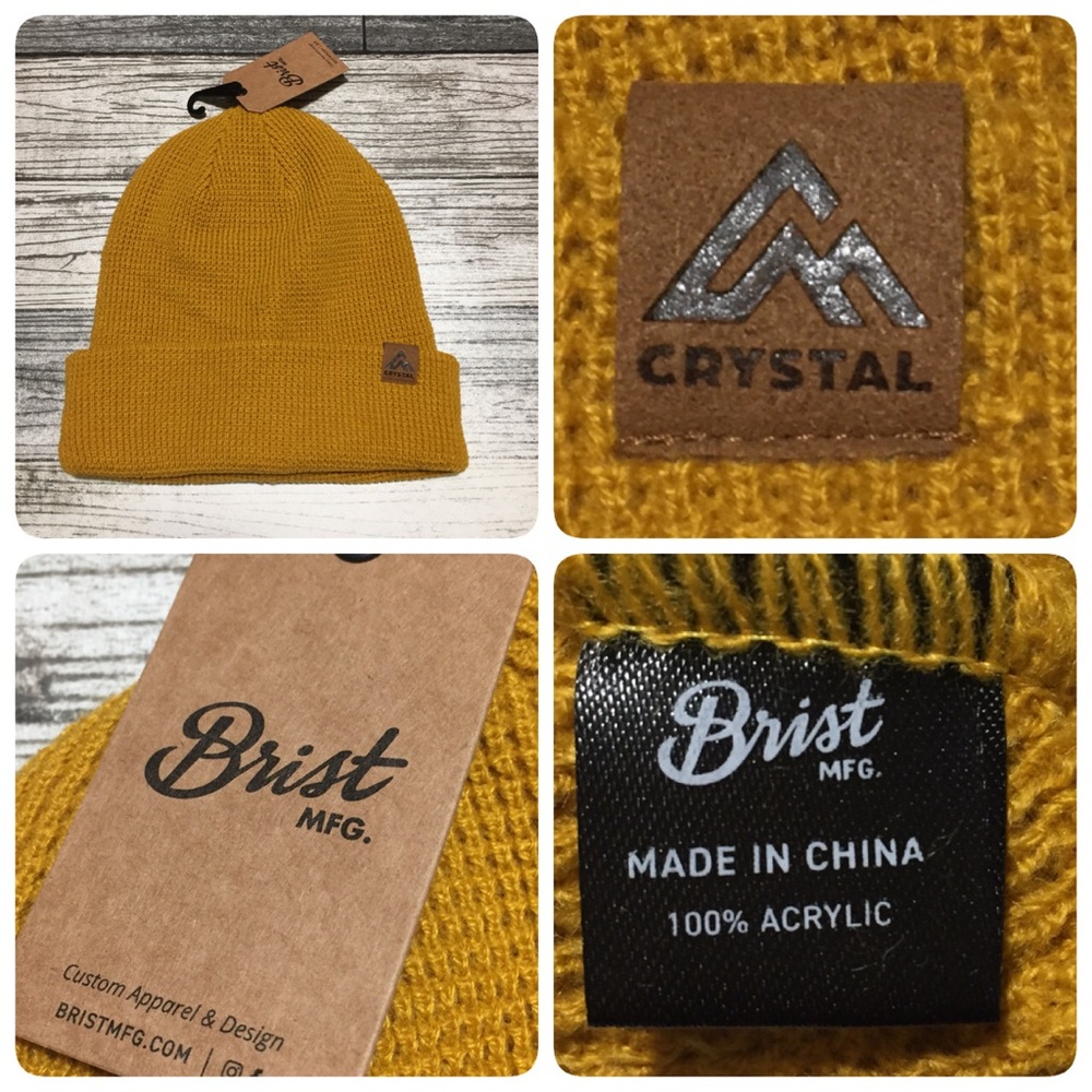 Brist MFG Crystal Mountain Ribbed Beanie Hat One Size Marigold Ski Snowboarding